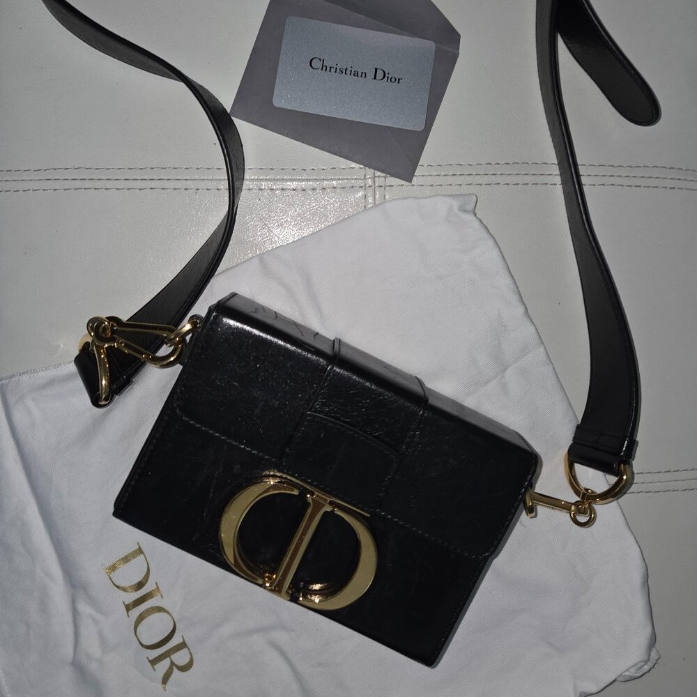 Christian Dior 30 Montaigne Black Box Leather Lambskin Crossbody Purse